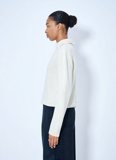 LN-CC® - RÓHE: Statement Shoulder Cropped Turtleneck - Cream RÓHE Statement Shoulder Cropped Turtleneck Cream roe0265015