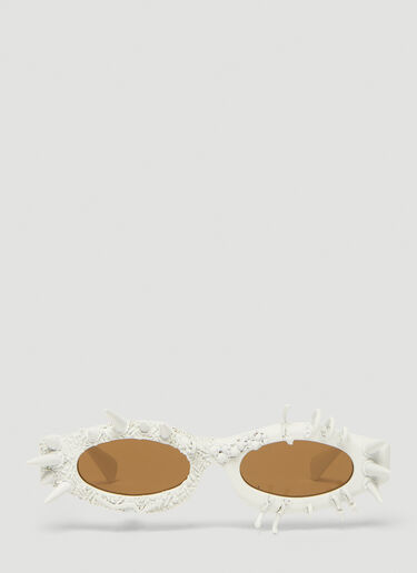Kuboraum Spiked Oval Sunglasses White kub0339003