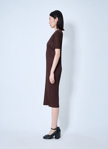 Pleats Please Issey Miyake Pleated Midi Dress Brown plp0260015