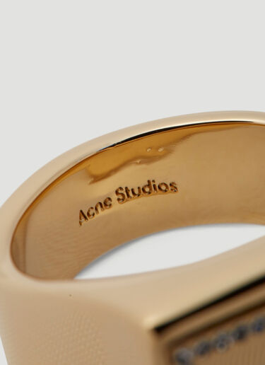 Acne Studios Crystal Embellished Face Ring Gold acn0349003