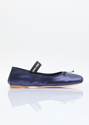 Miu Miu Satin Ballerina Flats Blue miu0257019