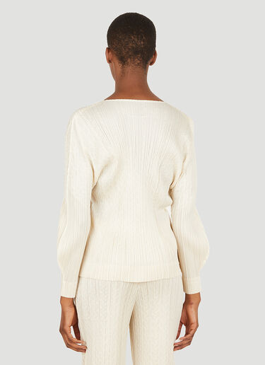 Pleats Please Issey Miyake Cable Stitch Top Beige plp0251005