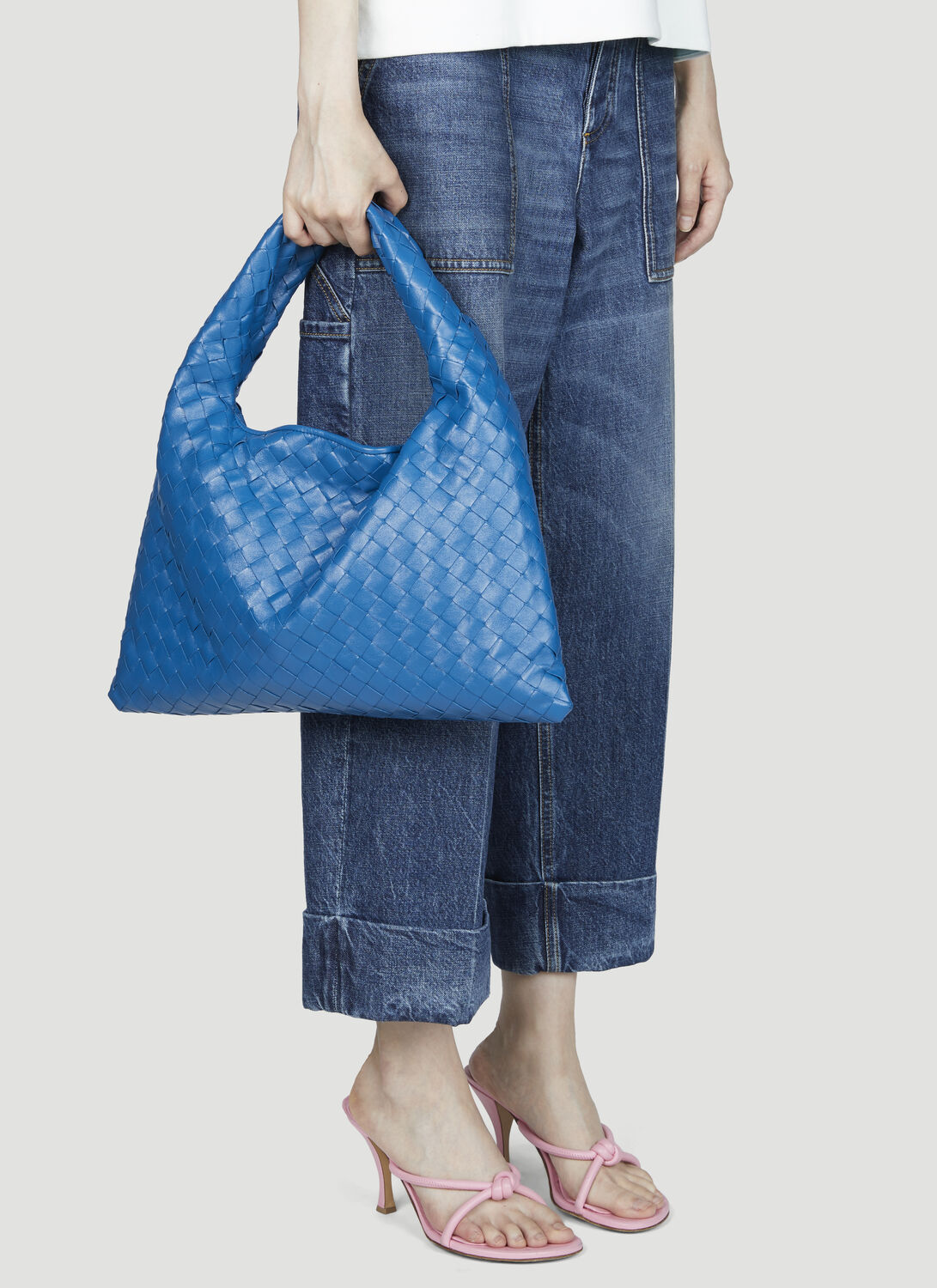 Shop Bottega Veneta Small Hop Shoulder Bag In Blue