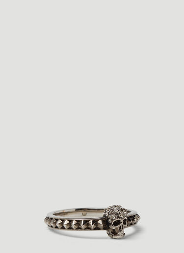 Alexander McQueen Pave Skull Thin Ring Silver amq0249092