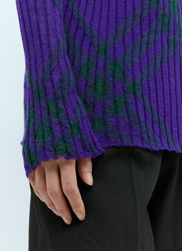 Burberry Check Mohair Blend Sweater Purple bur0254006