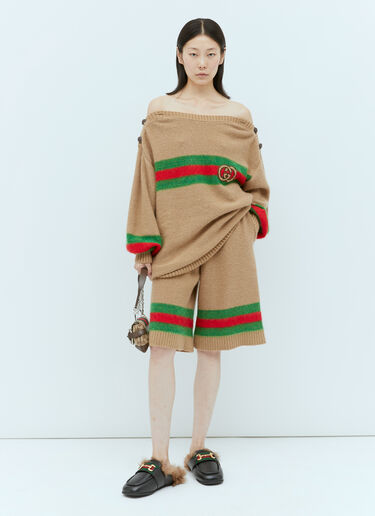 Interlocking GG Wool Mohair Bermuda Shorts Gucci Interlocking GG Wool Mohair Bermuda Shorts Beige guc0253049