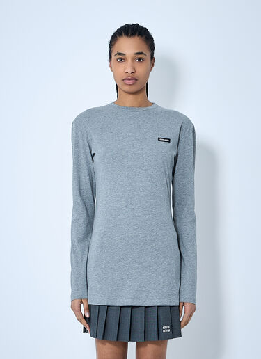 Miu Miu Set Of Three Logo Patch T-Shirts Grey miu0260055