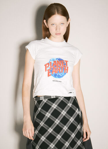 Balenciaga Planet Holiday Shrunk T-Shirt White bal0258009