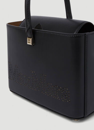 Max Mara Perforated Logo Shopping Handbag Black max0251029