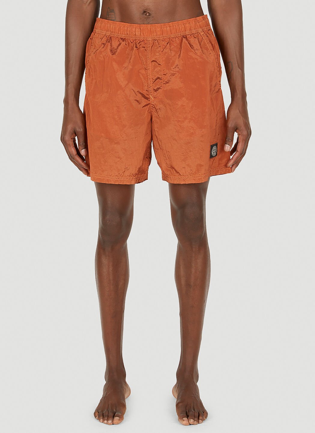 Stone Island Ripstop Logo Swim Shorts in Orange LN CC