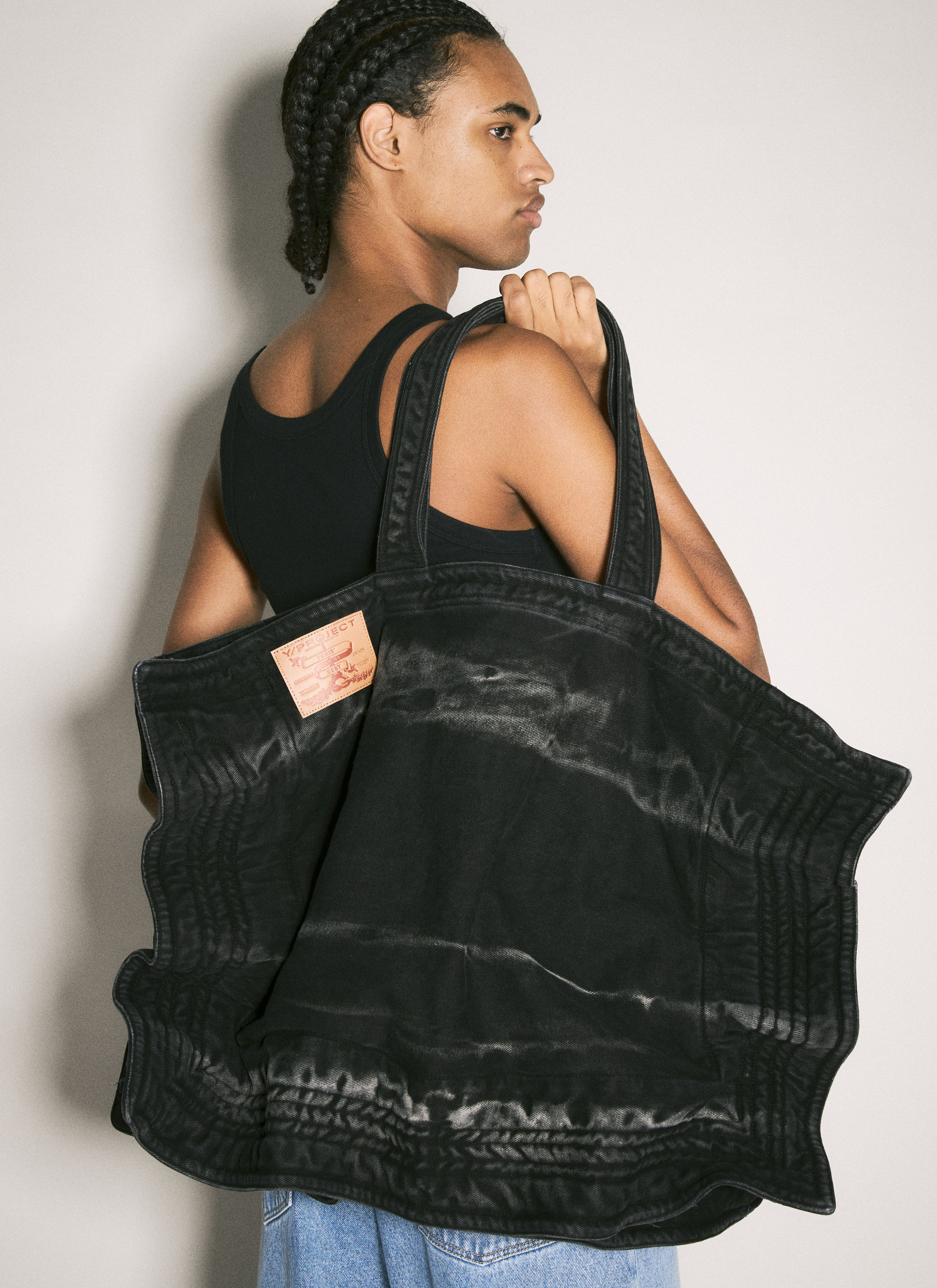Y Project Men s Maxi Wire Cabas Tote Bag in Black LN CC