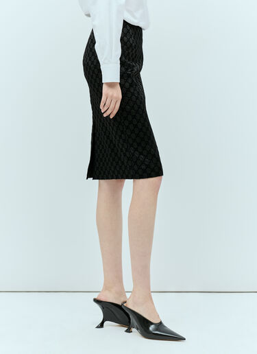 Gucci GG 프린트 실크 더체스 스커트  블랙 guc0255184
