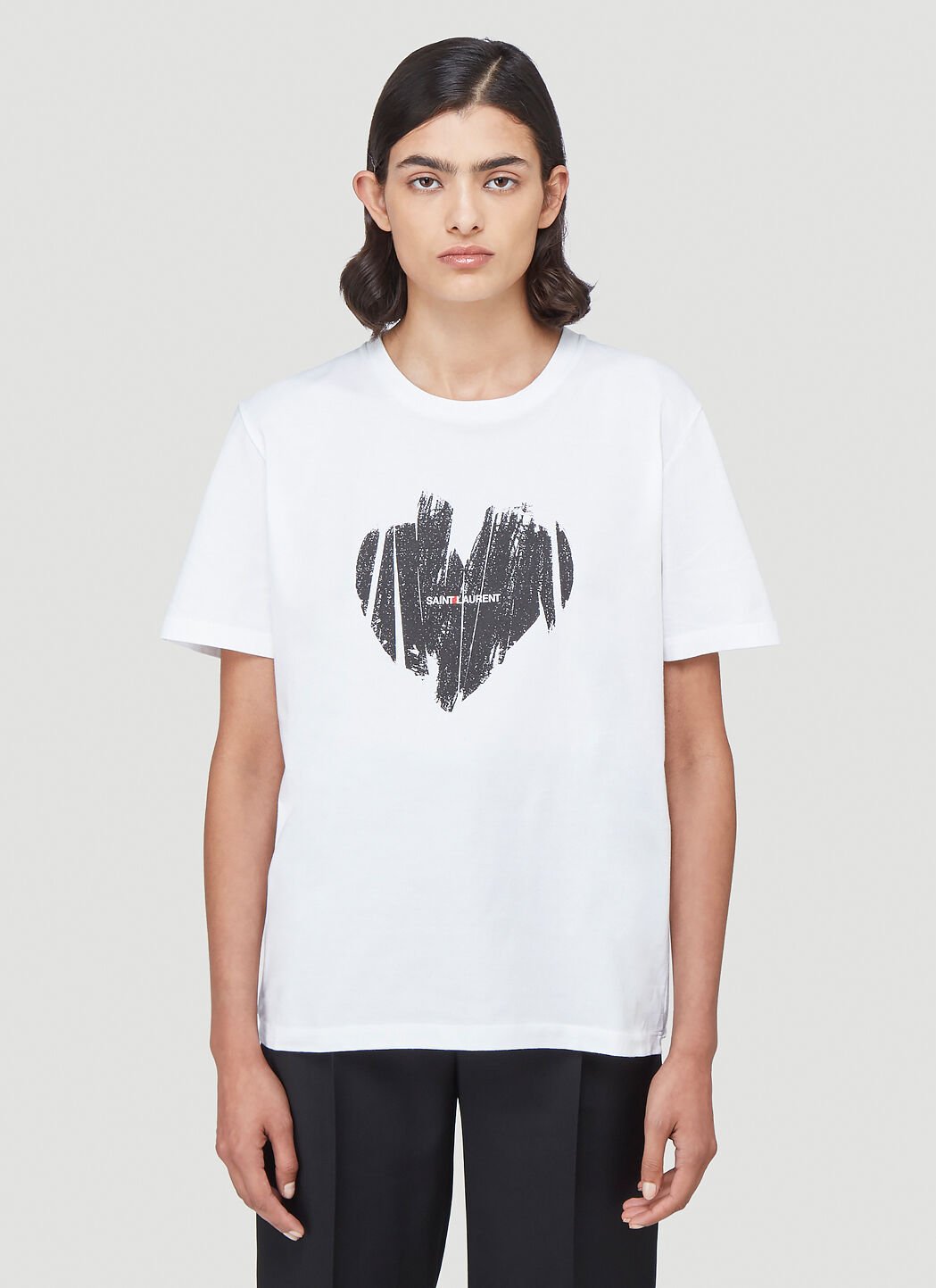 Saint Laurent Logo Print T Shirt in White LN CC