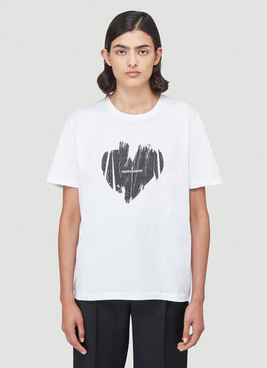 Saint Laurent 로고 프린트 T-셔츠 화이트 sla0240012