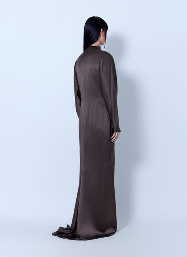LN-CC® - Max Mara: High-Neck Satin Gown - Dark Brown Max Mara High-Neck Satin Gown Dark Brown max0266215