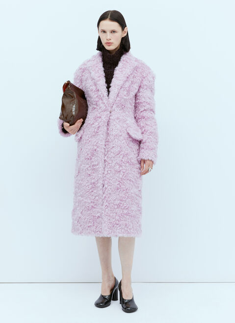 Dries Van Noten ダブルブレストフラッフィーコート  ブラック dvn0254004