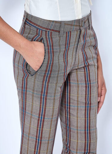 LN-CC® - Vivienne Westwood: Flared Plaid Cropped Trousers - Beige Vivienne Westwood Flared Plaid Cropped Trousers Beige vvw0265027
