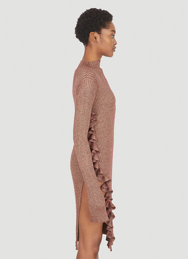 Jil Sander 러플 스플릿 스웨터 드레스 브라운 jil0247012