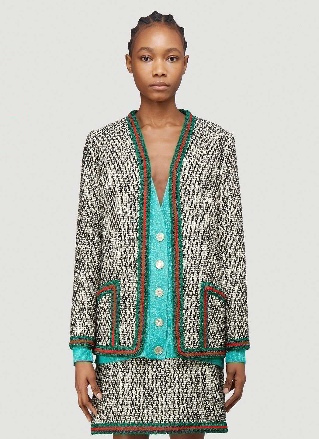 Gucci Tweed Cardigan Jacket White LN CC