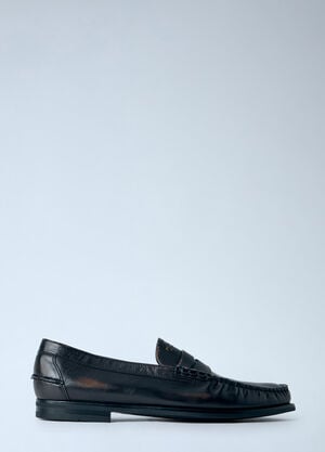Prada Antiqued Leather Loafers Dark Brown pra0166218