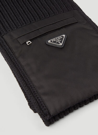 Prada Re-Nylon Pocket Knitted Scarf Black pra0145017