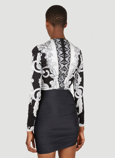 Versace Silver Baroque Print Bodysuit Black vrs0249013