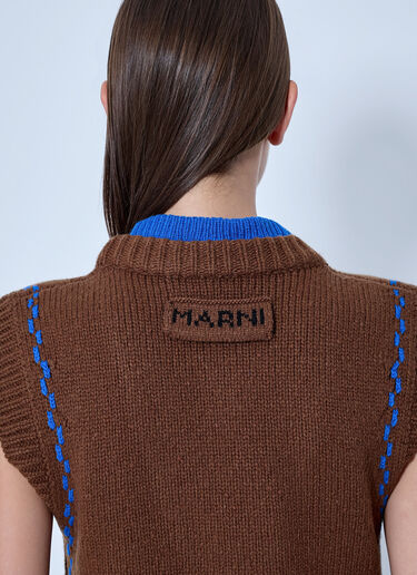 LN-CC® - Marni: Geometric Knit Sleeveless Vest - Brown Marni Geometric Knit Sleeveless Vest Brown mni0265003
