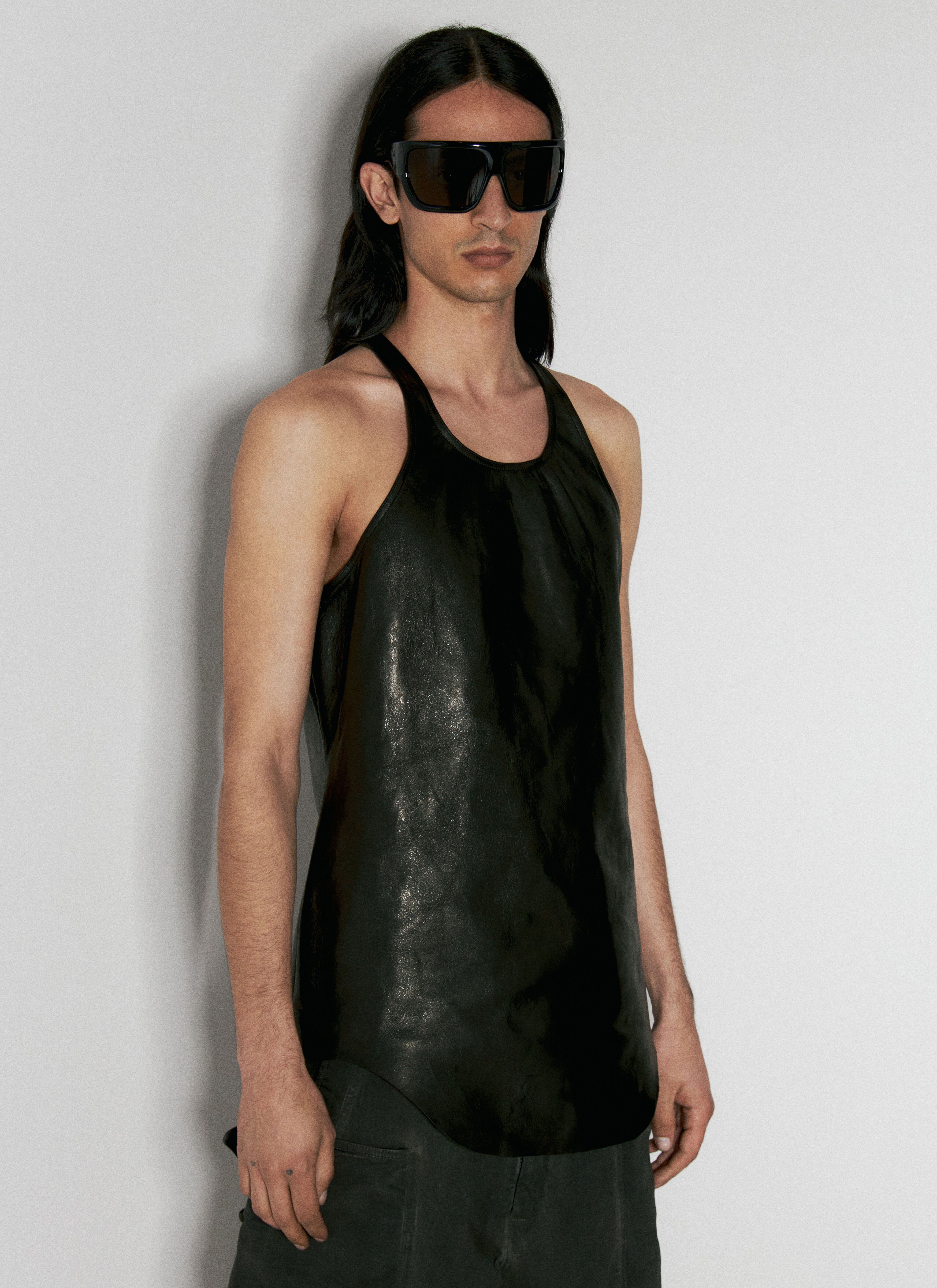 Rick Owens Leather Tank Top Brown ric0155007