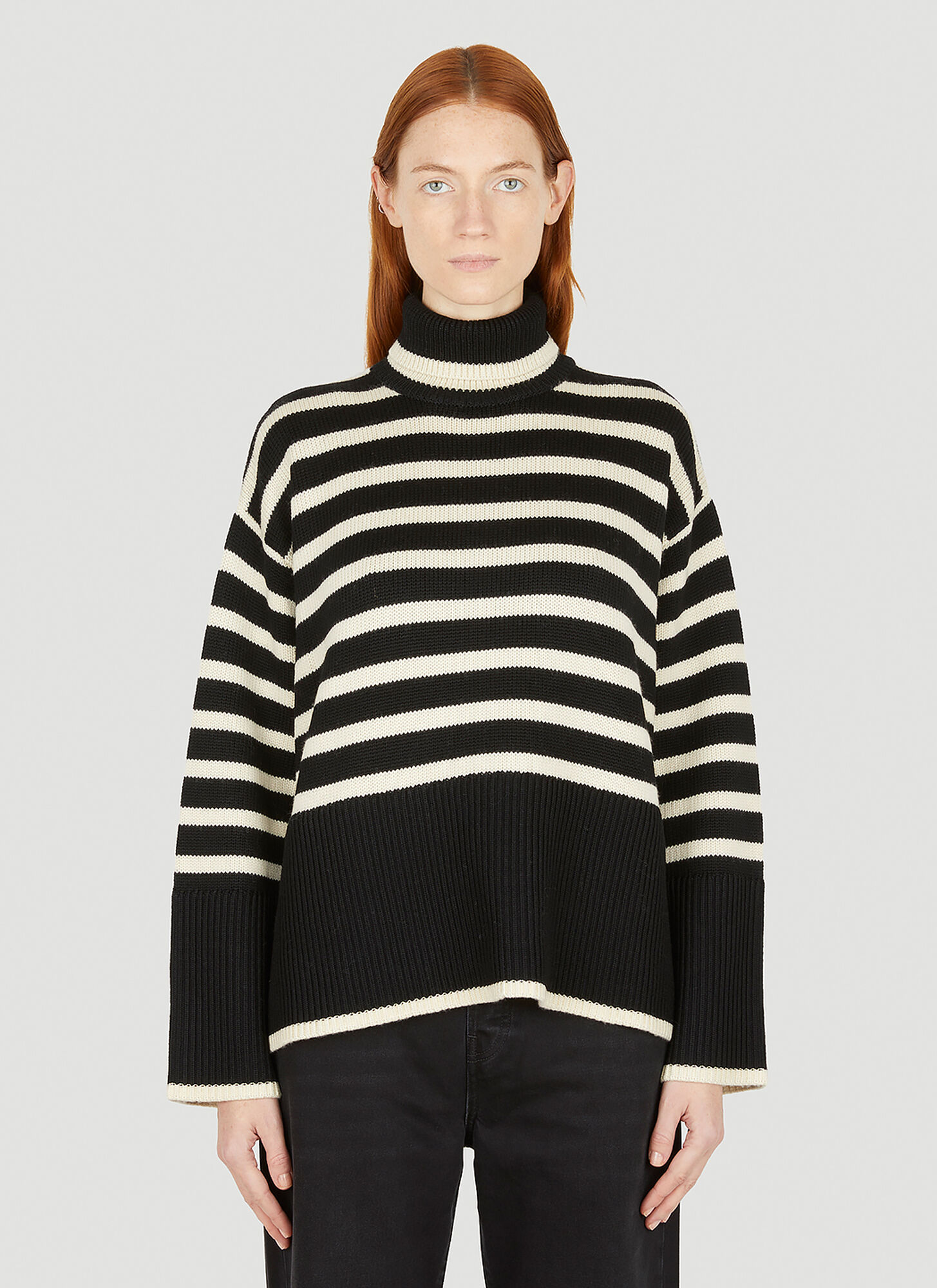 Shop Totême Signature Stripe Roll Neck Sweater