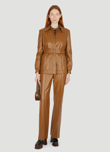 Gucci Leather Straight Leg Pants Brown guc0251198