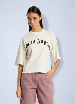 Palm Angels Curved Logo Boxy T-Shirt White pma0266040