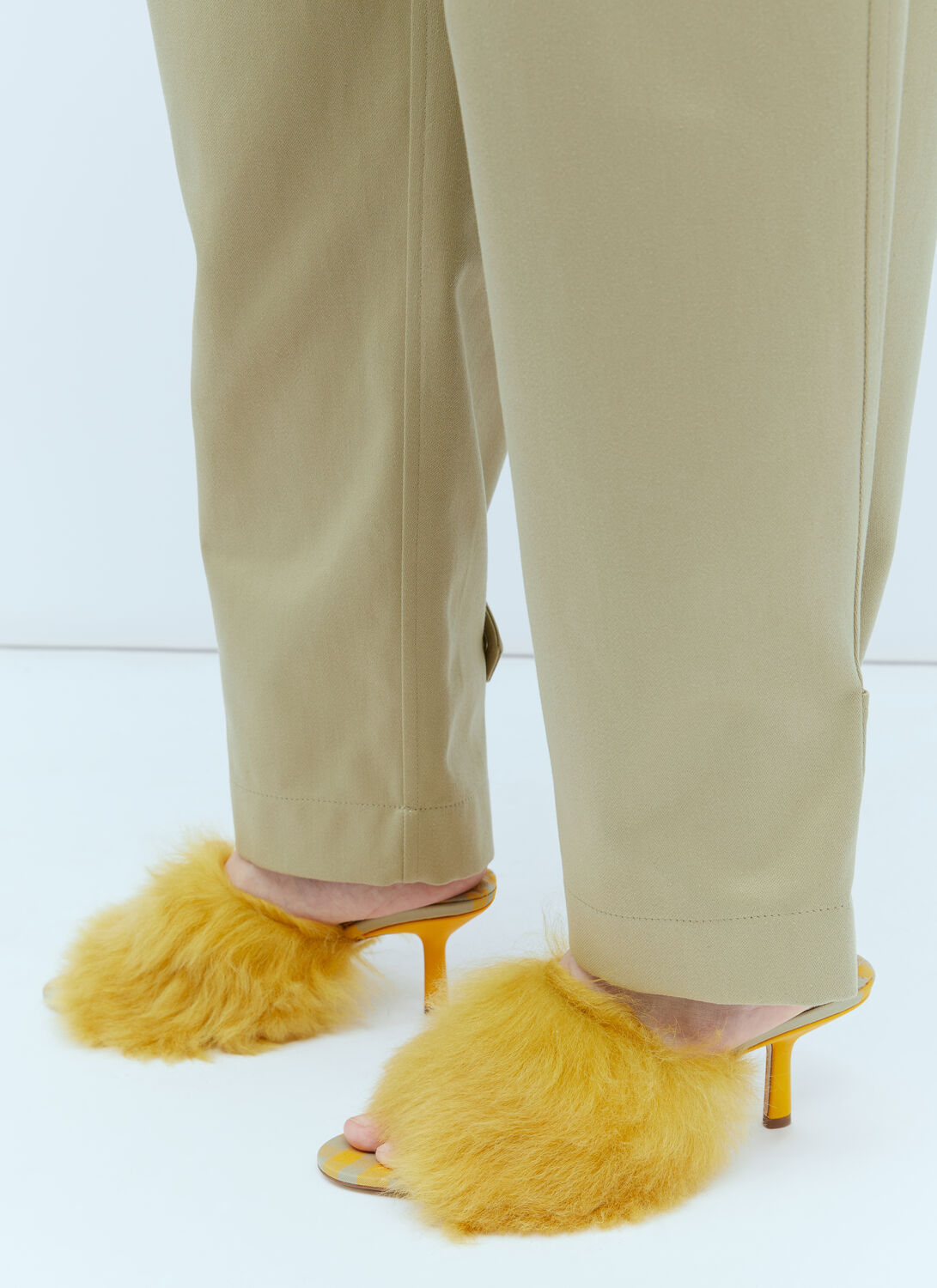 Burberry Jackie Shearling And Leather Mules In Yellow