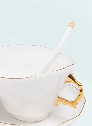 Seletti Meltdown Teacup, Saucer And Spoon Set White wps0691651