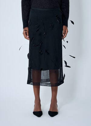 Jil Sander Feather Embroidery Skirt Black jil0262023