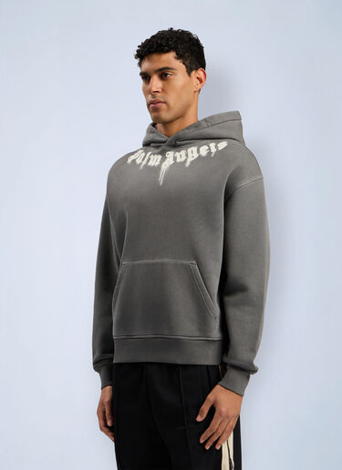 Neck Logo Regular Hooded Sweatshirt Palm Angels Neck Logo Regular Hooded Sweatshirt Grey pma0162052