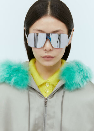 Bottega Veneta Mask-Shaped Frame Sunglasses White bov0253052