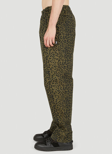 Stüssy Leopard Print Flocked Pants Green sts0348016