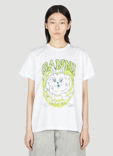 GANNI Relaxed Bunny T-Shirt White gan0253005