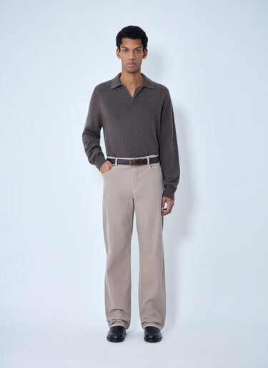 The Row Leach Polo Sweater Beige row0163002