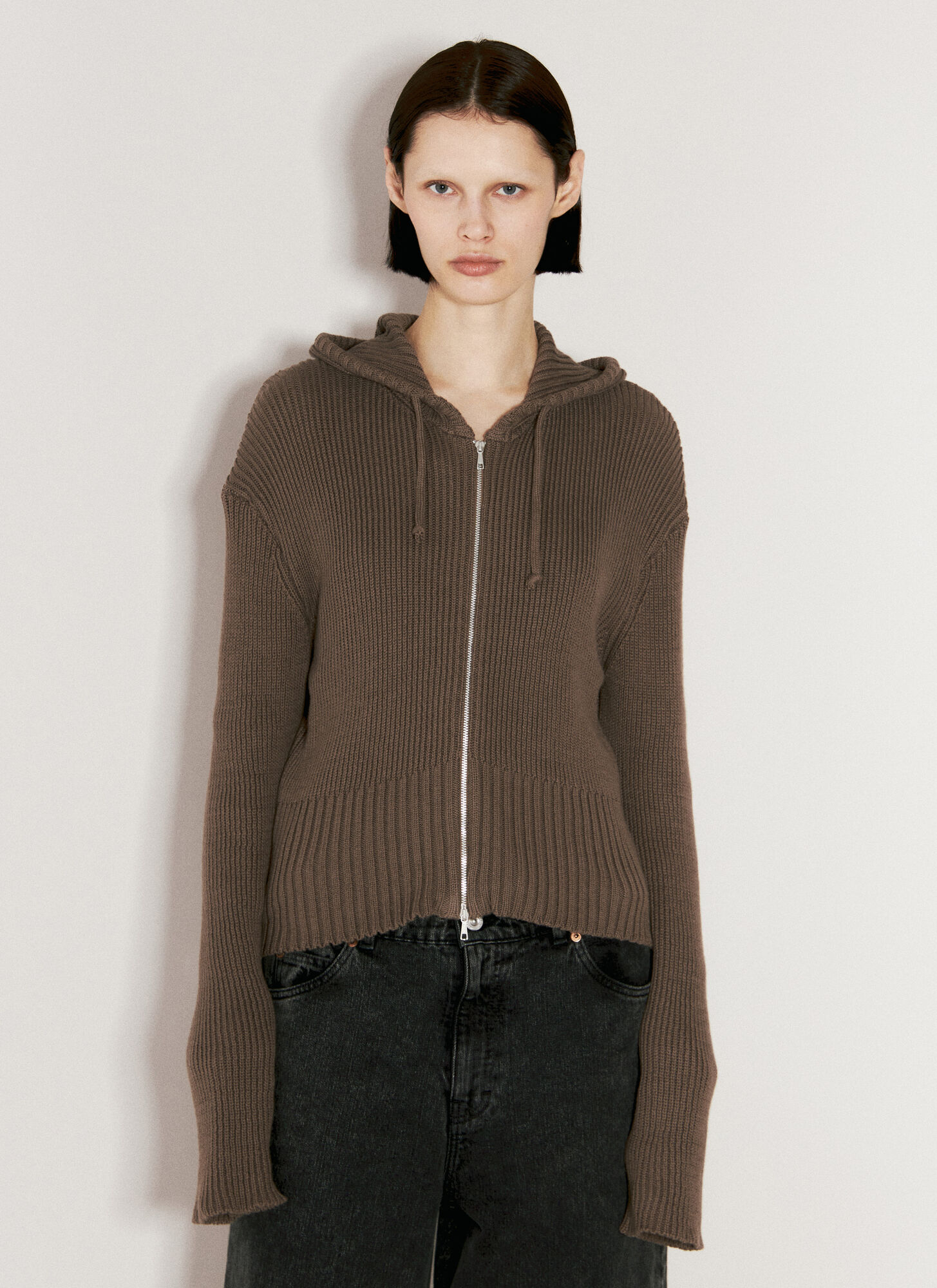 Shop Our Legacy Hooded Zip-up Cardigan In Brown