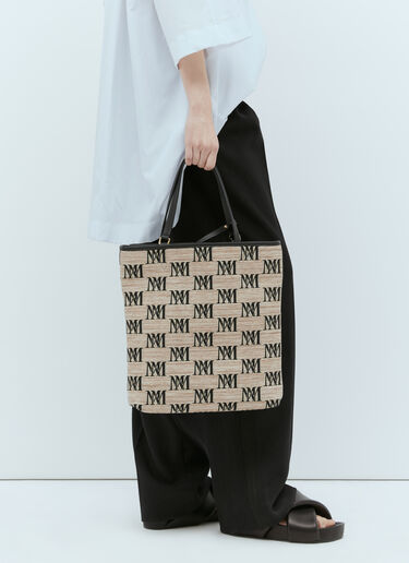 Max Mara Logo Embroidery Woven Tote Bag Beige max0256041