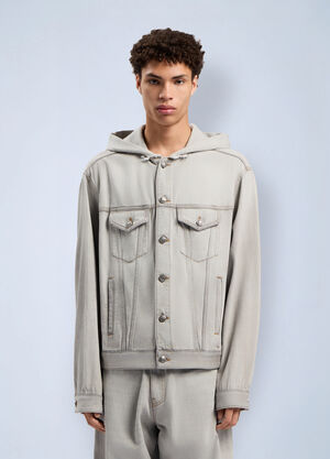 Palm Angels Curved Logo Denim Jacket Light Grey pma0162100