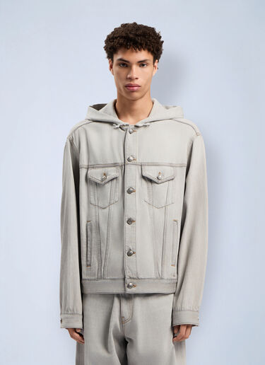 Curved Logo Denim Jacket Palm Angels Curved Logo Denim Jacket Light Grey pma0162100