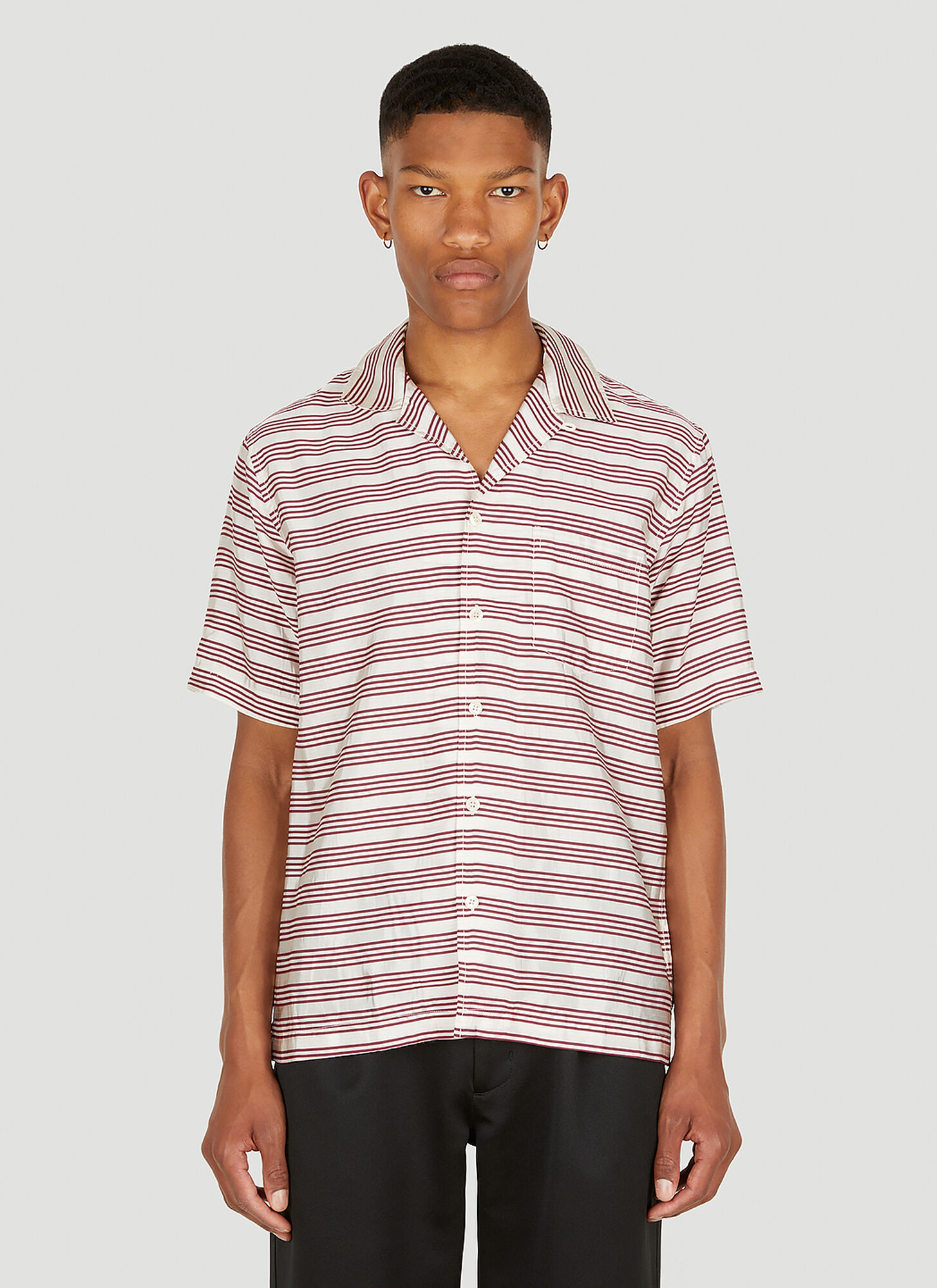 Shop Soulland Orson Stripe Shirt In Red