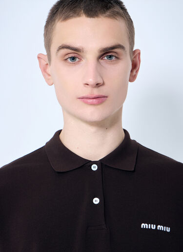 Miu Miu Long-Sleeve Polo Shirt Brown miu0360005