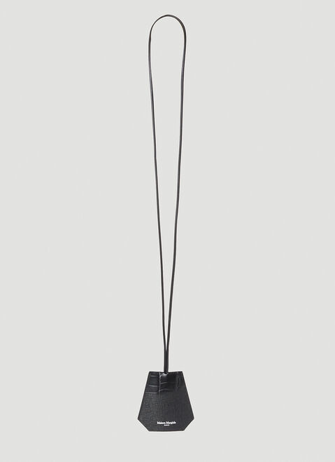 Saint Laurent Croc Embossed Leather Keyring Black sla0154046