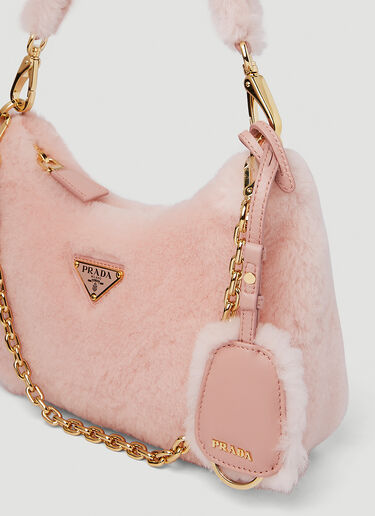 Prada Shearling Mini Shoulder Bag Pink pra0251021