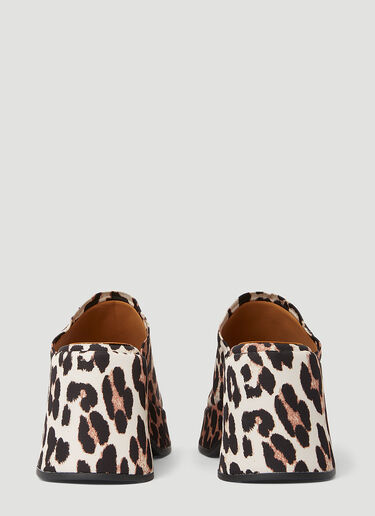 GANNI Retro Leopard Print Platform Mules Brown gan0249047