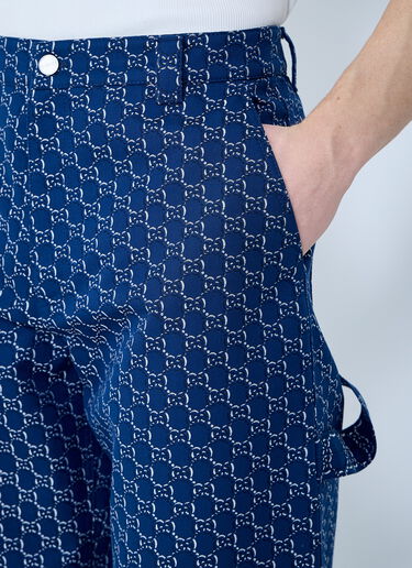 Gucci Cotton Jacquard Pants With GG Shadow Blue guc0159047