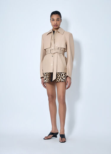 Leather Belted Jacket Sportmax Leather Belted Jacket Beige spx0264053